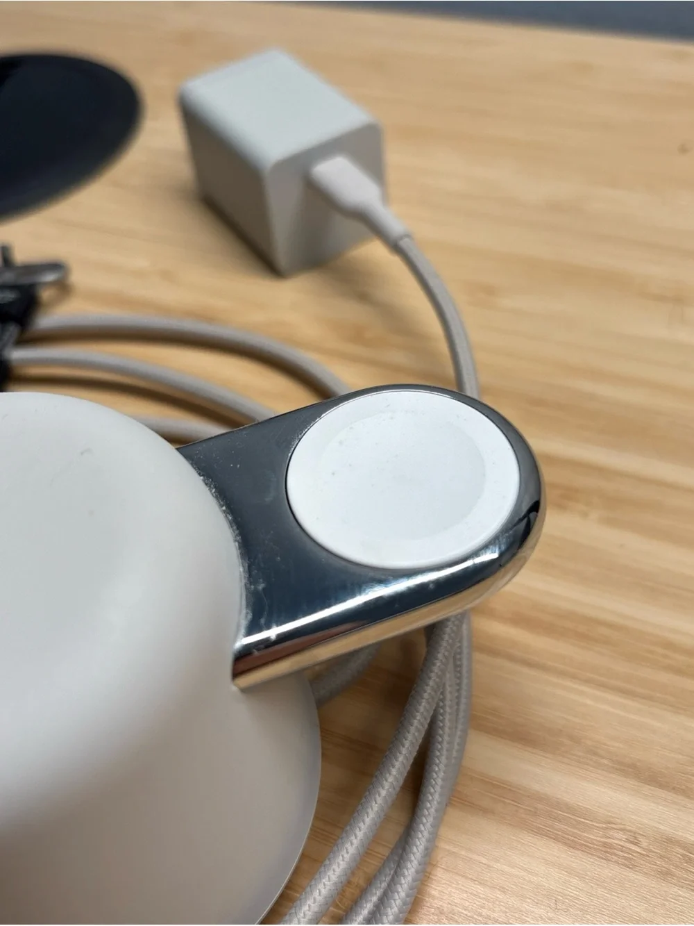 Apple Watch - Black Case with Gray Patterned Woven Band